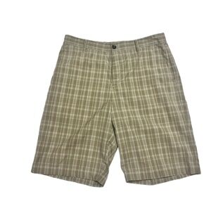 Adidas Men's Beige Plaid Flat Front Shorts